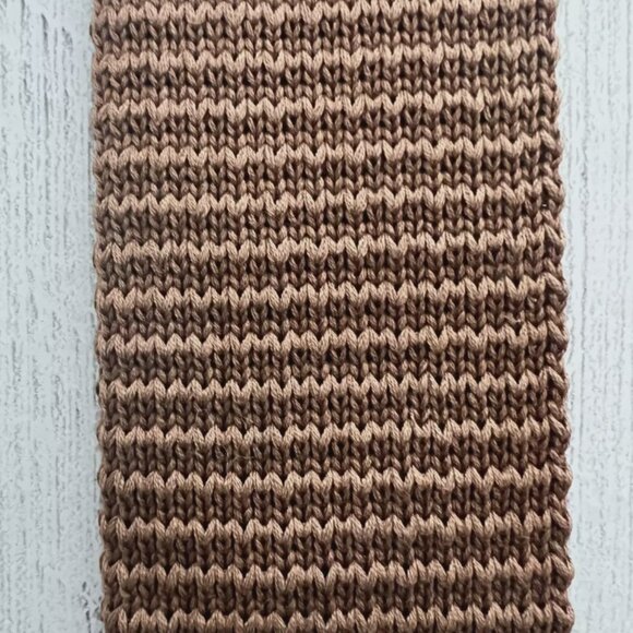 Rooster Square End Knit Neck Tie Vintage Cottonit Knit Brown 2" Wide, 50" Long - Picture 2 of 4